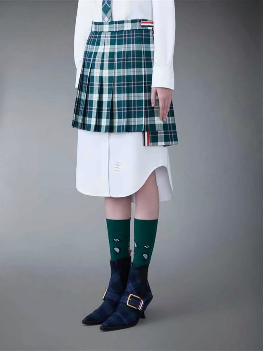 Thom Browne Pleated Mini Skirt With Classic Tartan Pattern