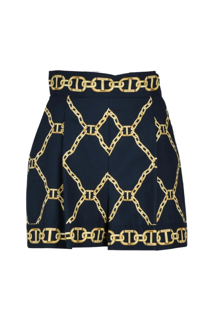 Twin-Set High Waist Shorts - Blue/Yellow