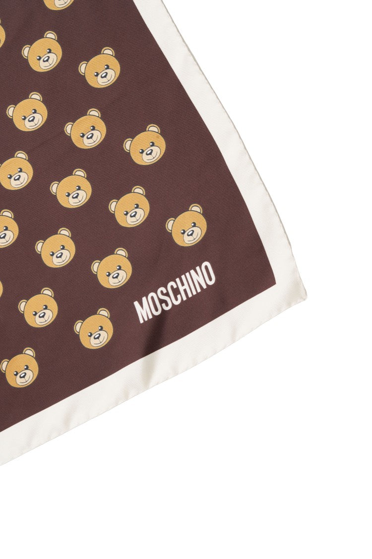 Moschino Silk Scarf With Distinctive Teddy Bear Motif