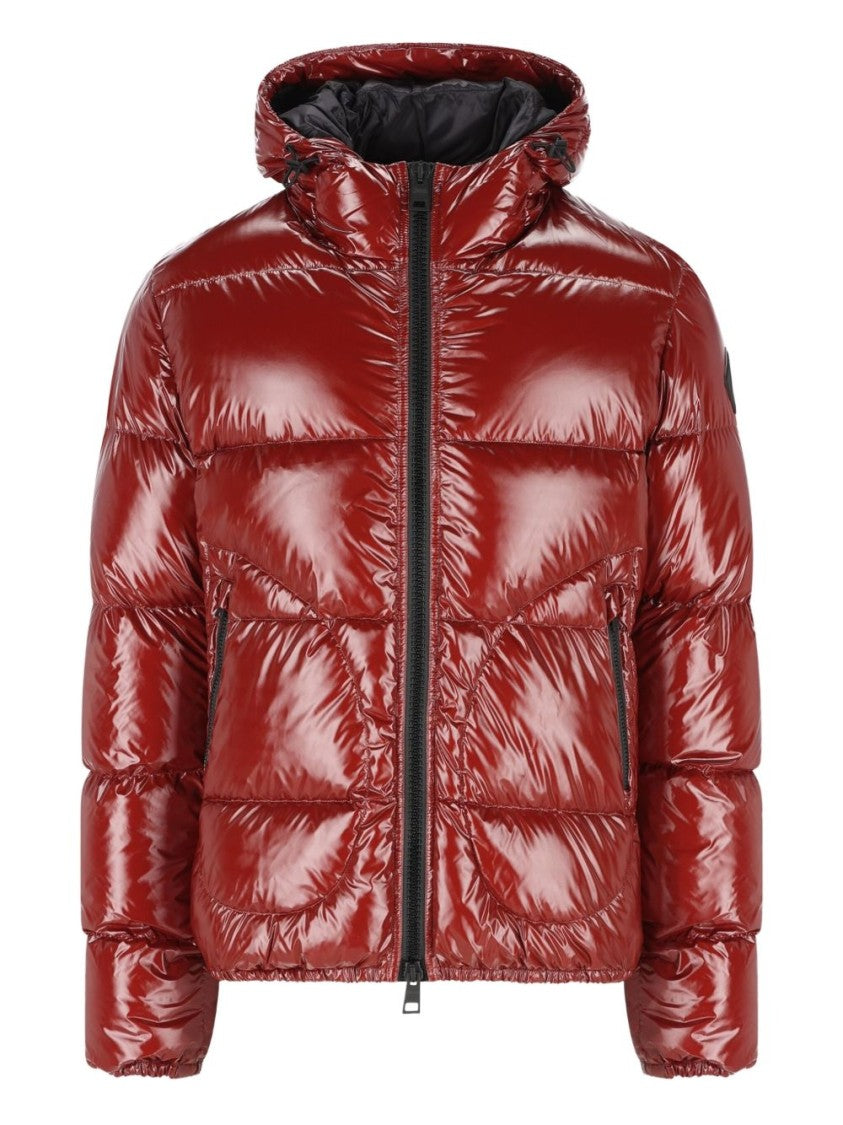 Herno Hooded Bordeaux Bomber Jacket With Glossy Finish