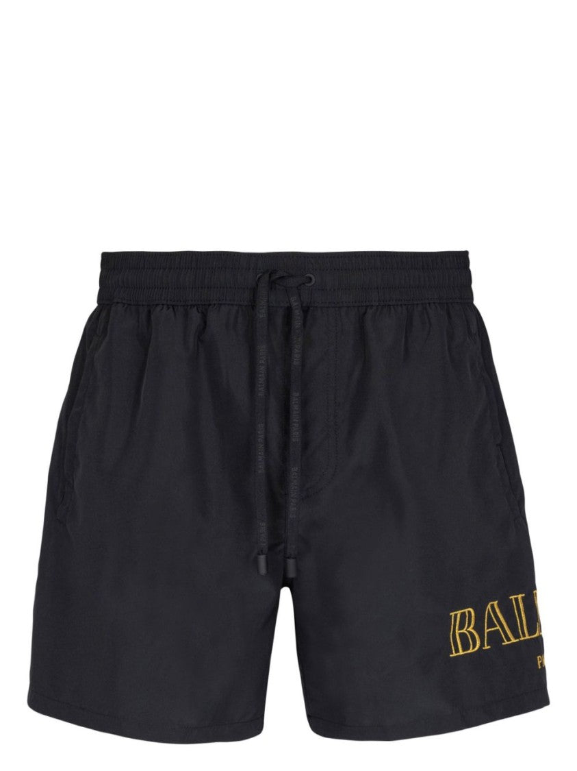 Balmain Vintage Logo Embroidered Swim Shorts
