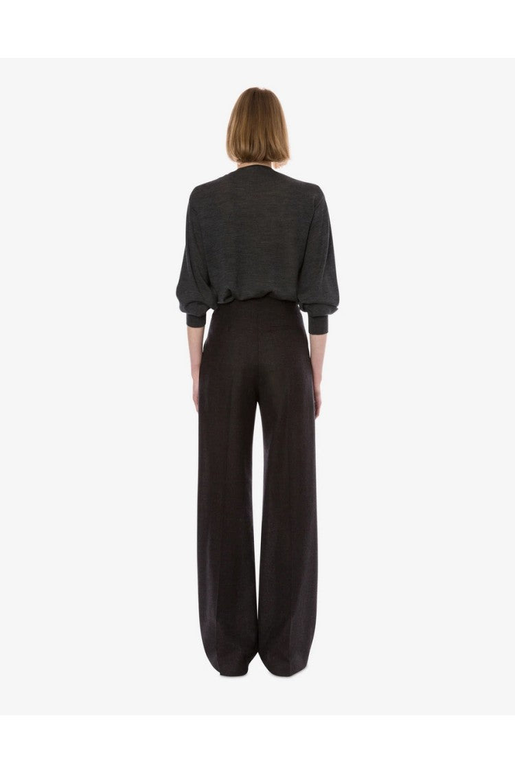 Alberta Ferretti Black Cotton-Blend Straight-Leg Pants