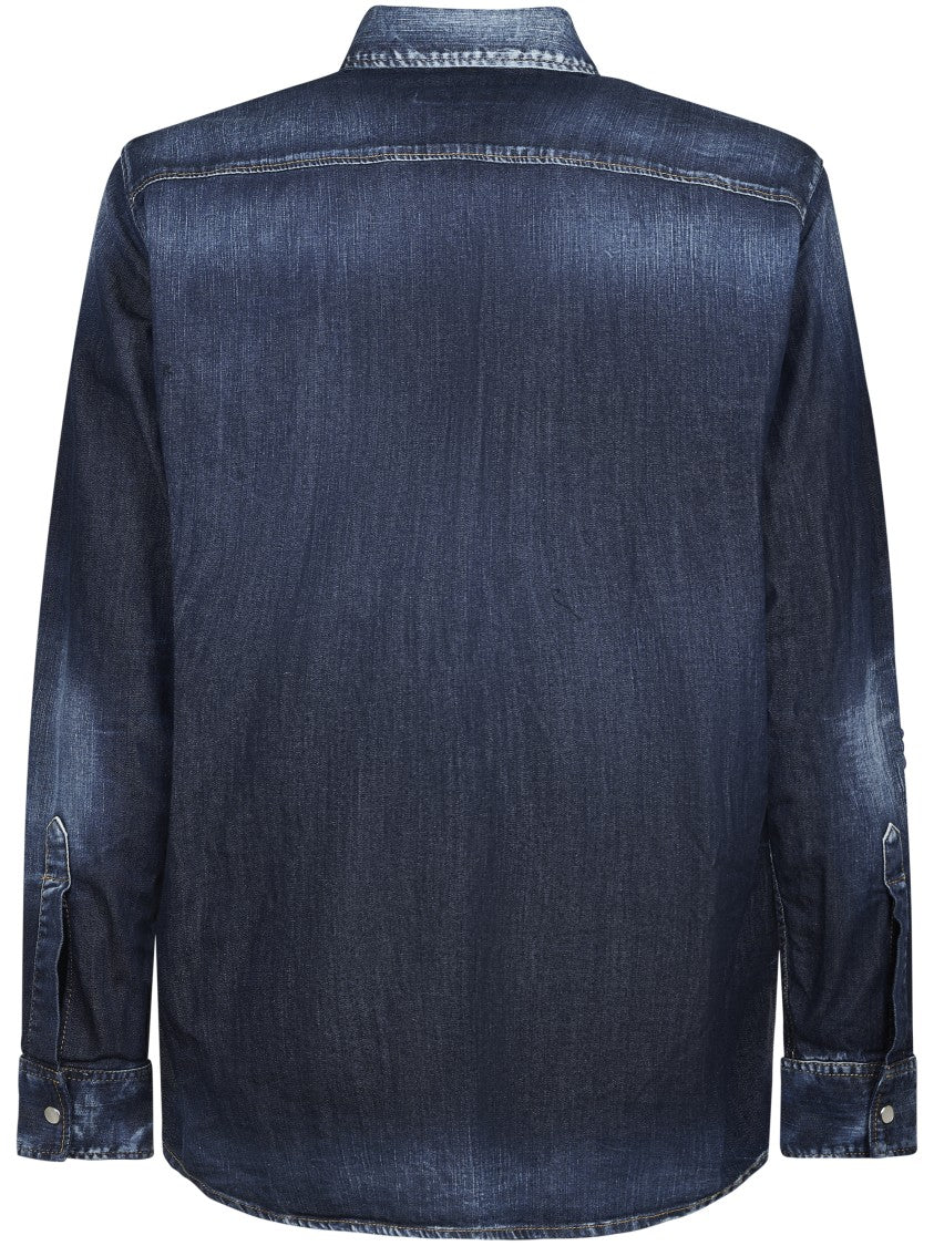 Dsquared2 Relaxed Fit Denim Shirt With Vintage Wash