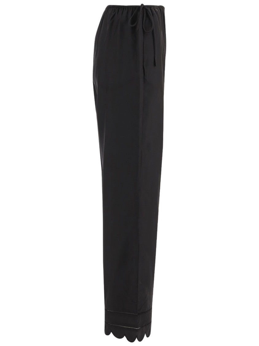 The Garment Wide-Leg Silk Pants With Wavy Hem And Adjustable Waist