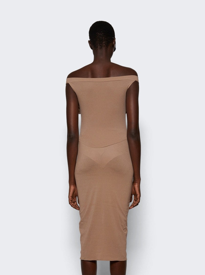 Magda Butrym Rose Applique Dress Beige