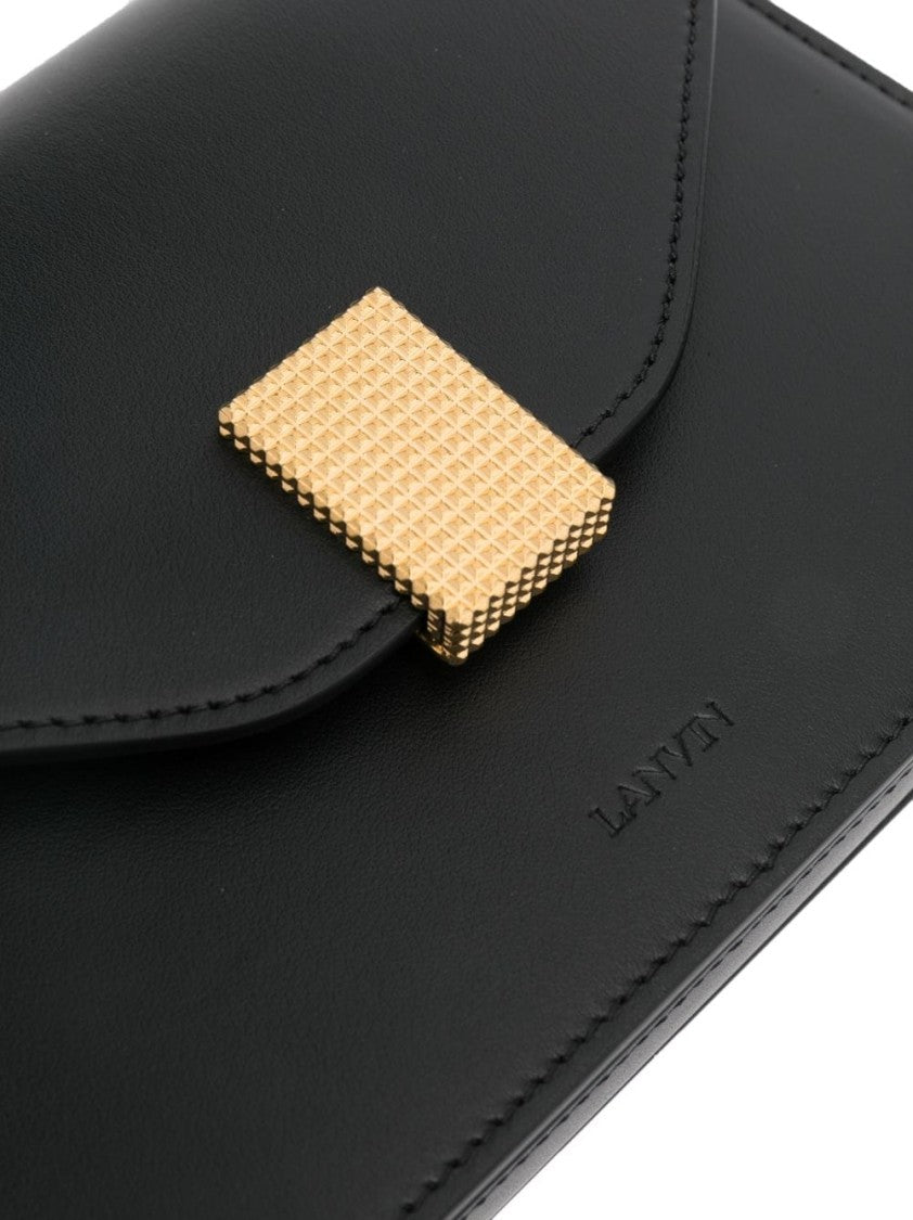 Lanvin Concerto Crossbody Bag In Smooth Black Calf Leather With Gold Hardware