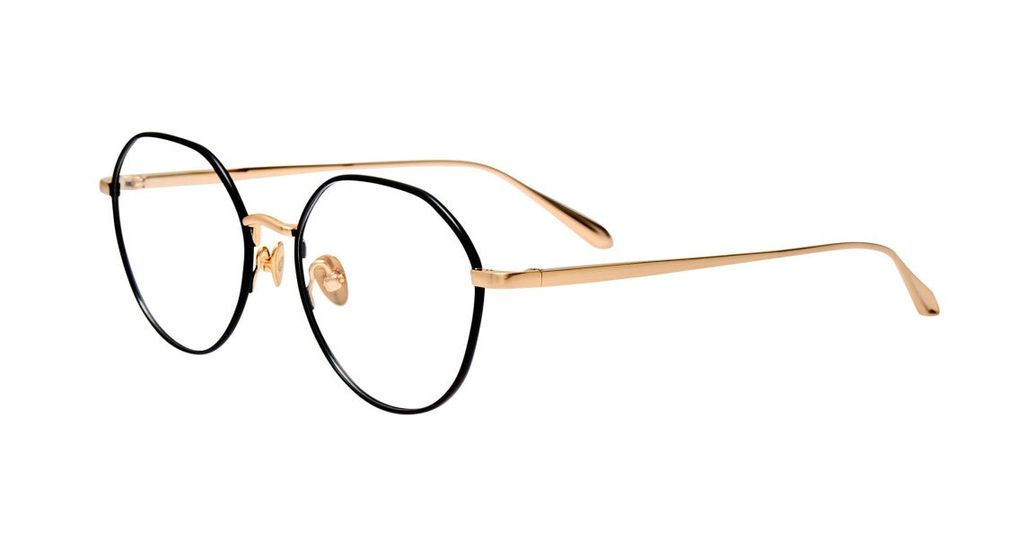 Linda Farrow Lfl Round Frame Eyeglasses With Gold-Tone Titanium Temples