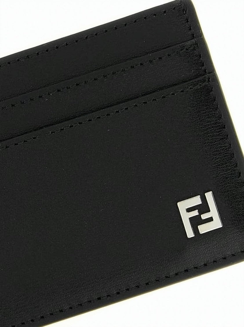 Fendi Rectangular Black Calf Leather Cardholder