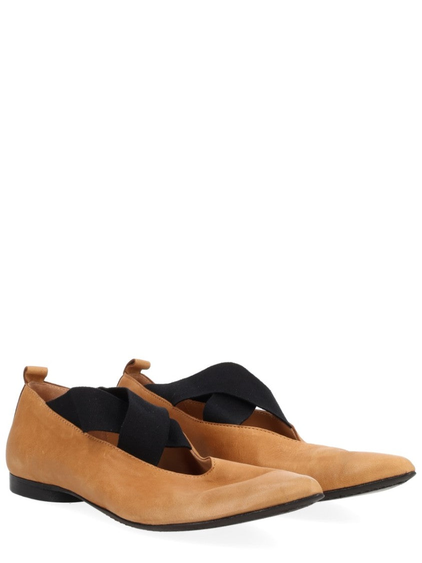 Uma Wang Pointed Toe Tan Elastic Flats
