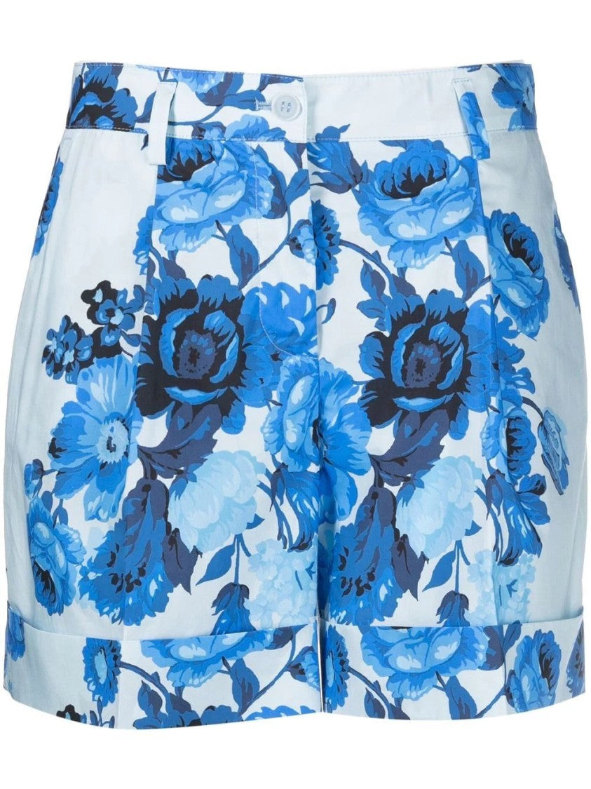 P.A.R.O.S.H. Floral Print Tailored Shorts With Button And Zip Closure