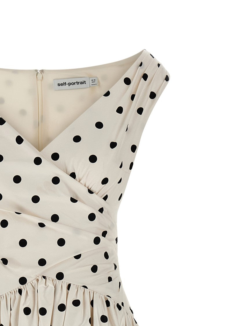 Self-Portrait 'Cream Polka Dot Cotton Midi' Dress