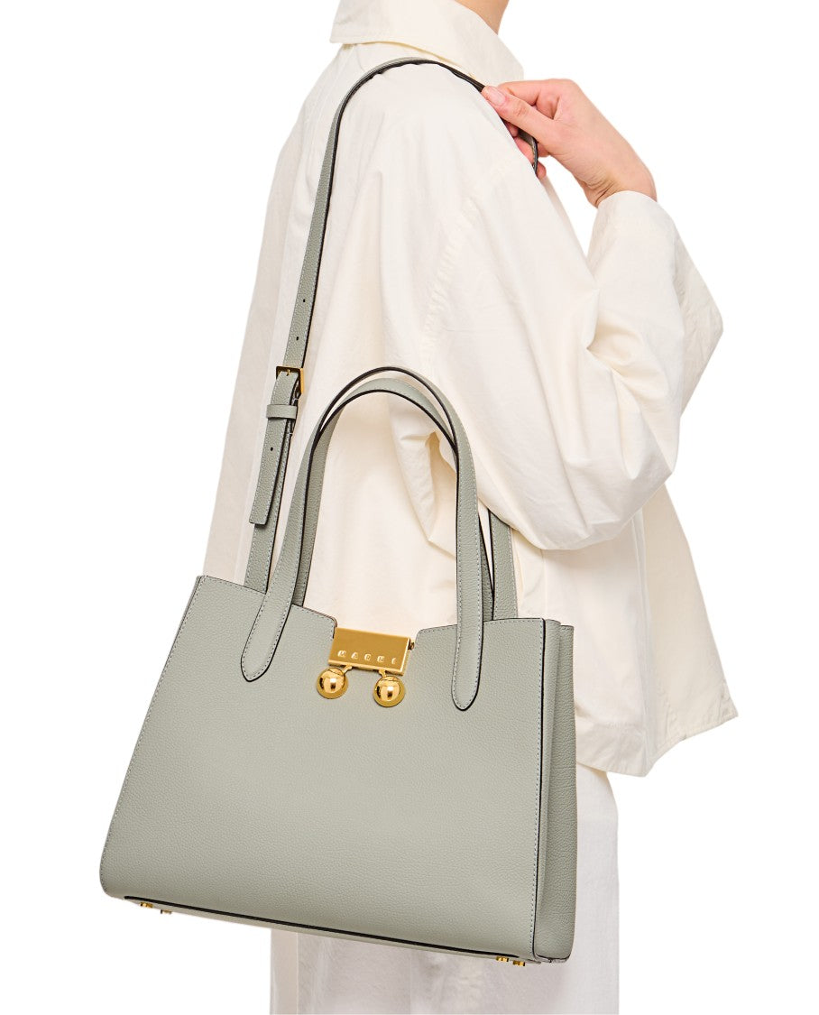 Marni Structured Leather Shoulder Bag With Gold Logo Detail