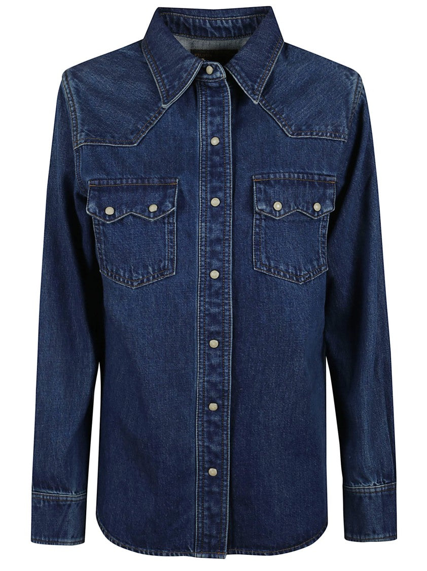 Filson Indigo Texan Denim Shirt With Snap-Button Closure And Pointed Collar