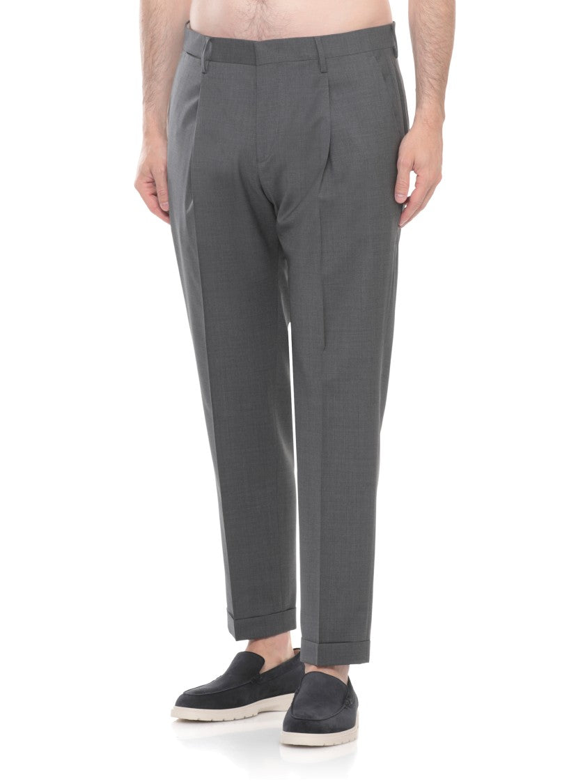 Briglia 1949 Grey Tiberios Wool Straight-Leg Pants
