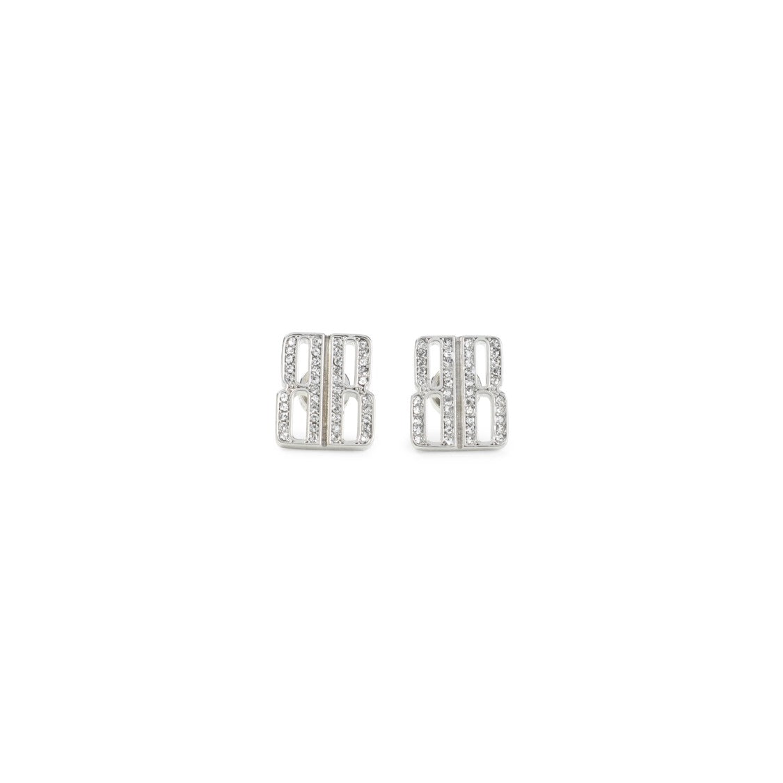 Balenciaga Rectangular Openwork Earrings With Crystal Embellishments