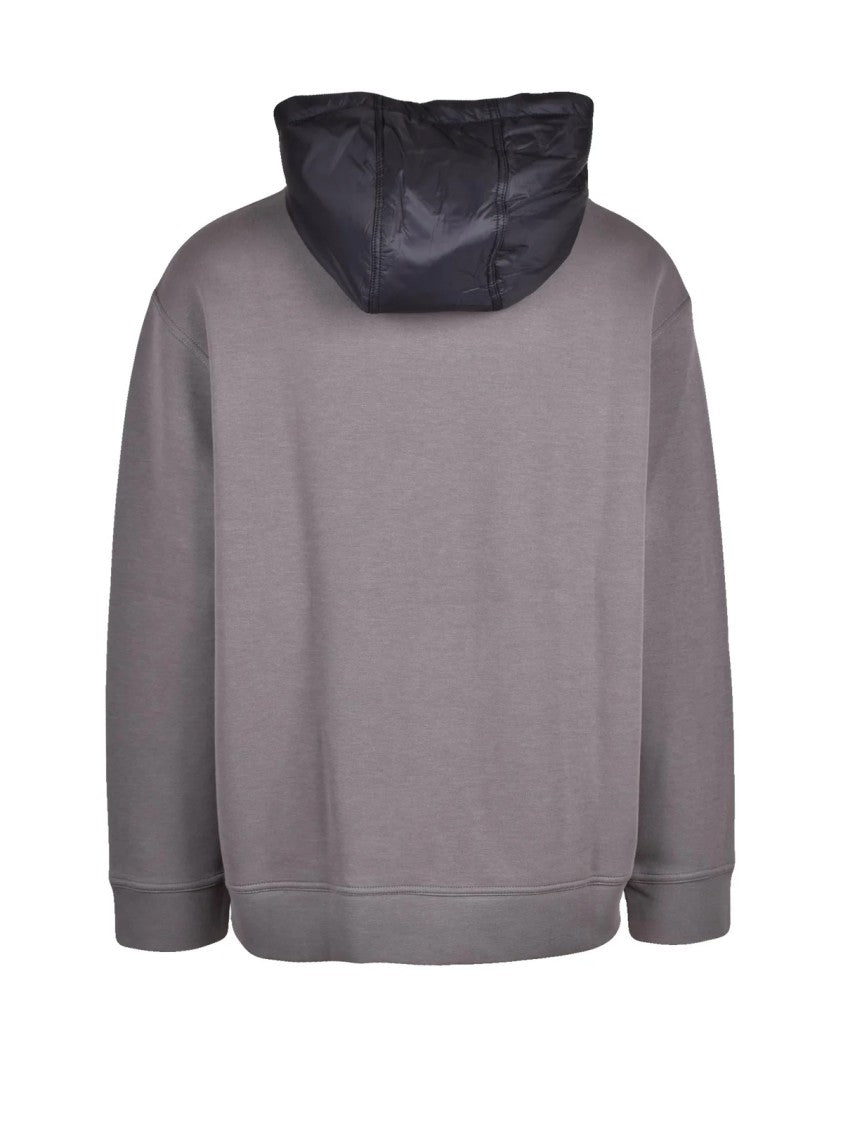 Armani Exchange Grey Stretch Cotton-Blend Hoodie