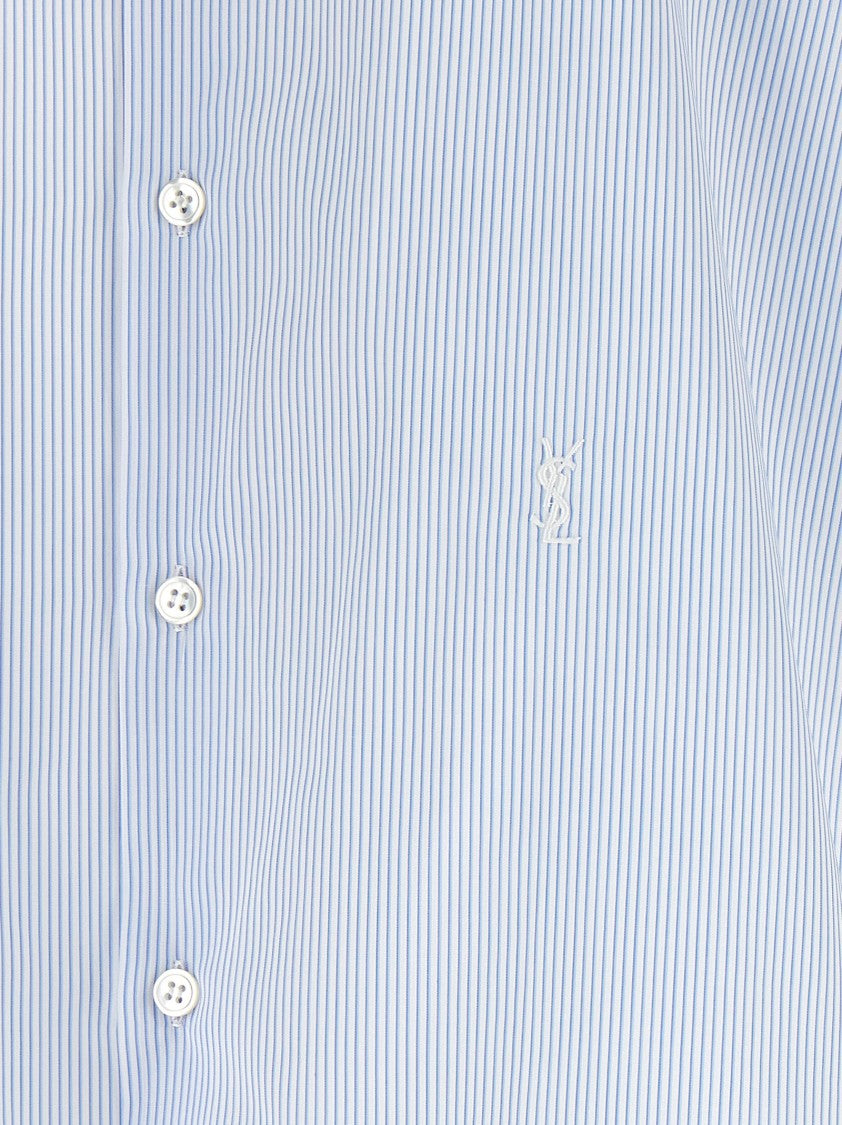 Saint Laurent 'Cassandre' Striped Cotton Poplin Shirt