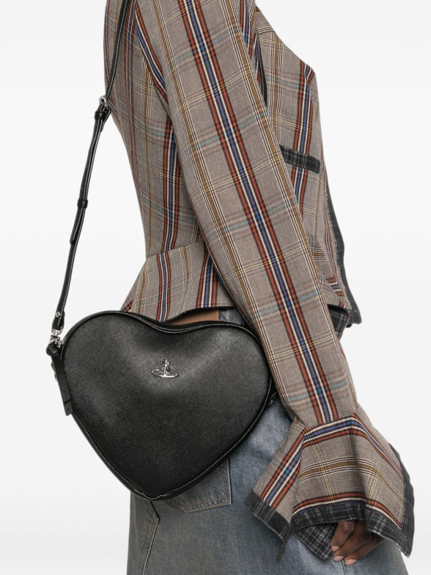 Vivienne Westwood Heart-Shaped Bag With Structured Silhouette And Silver Emblem