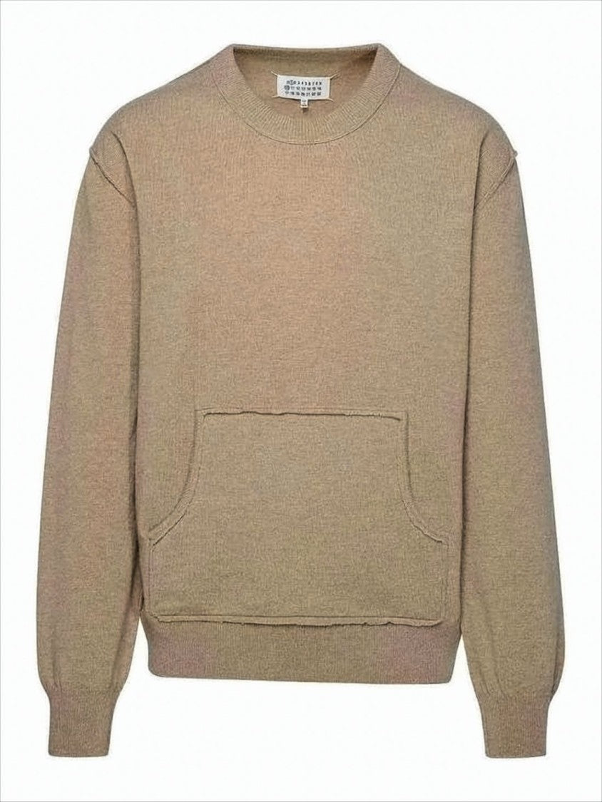 Maison Margiela Relaxed Fit Cashmere-Wool Blend Sweater With Kangaroo Pocket