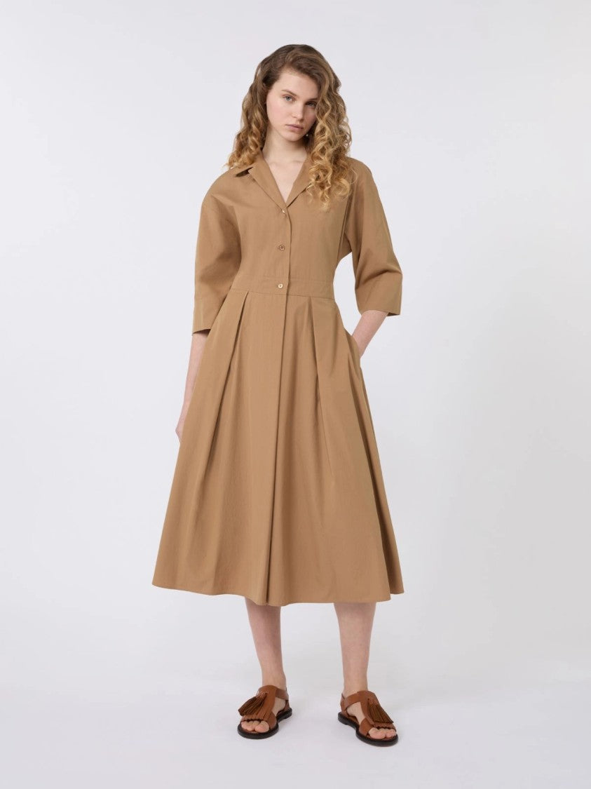 Max Mara Knee-Length Dress With Classic Collar And Pleated Skirt