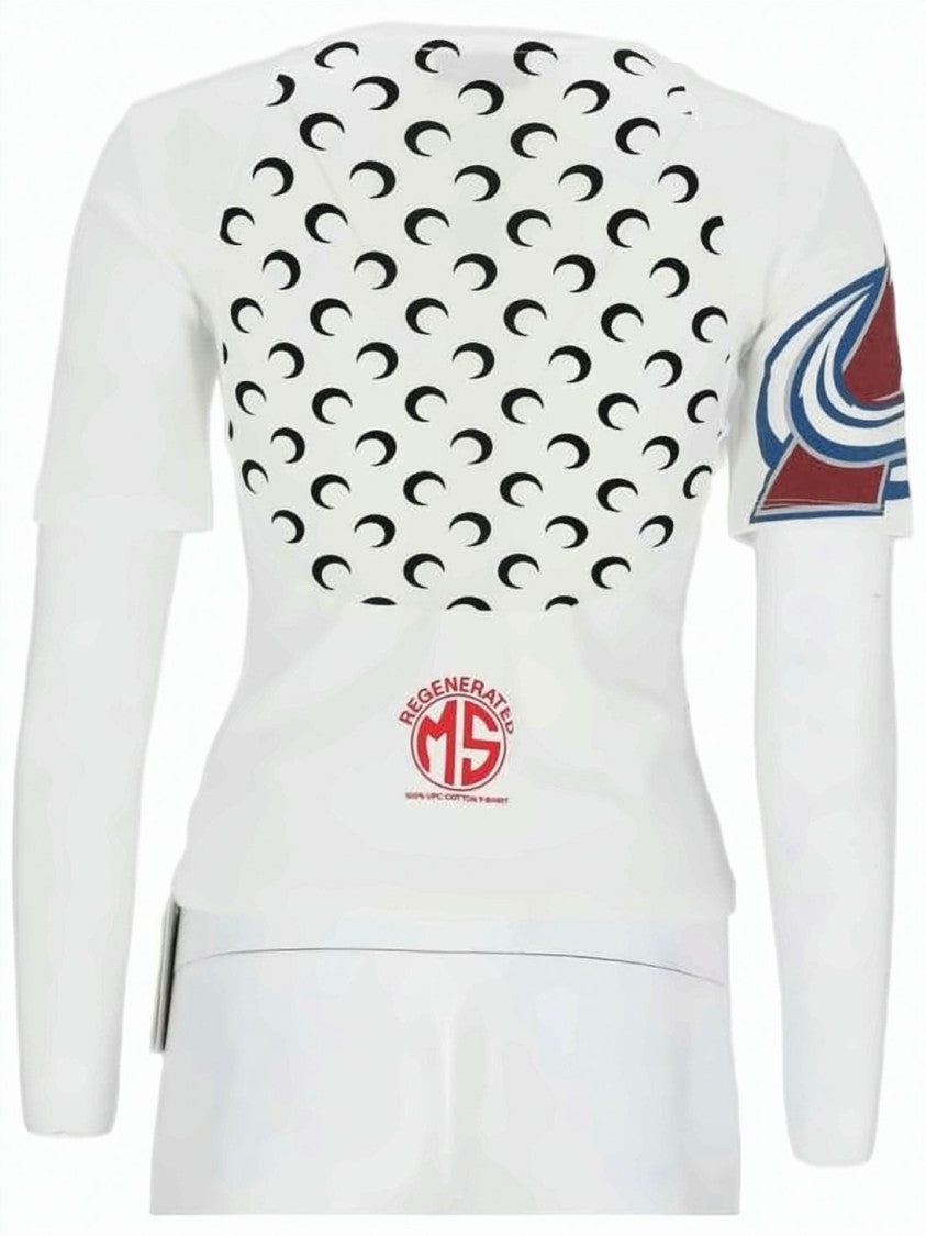 Marine Serre Short-Sleeve Fitted Top With Abstract Heart Graphic
