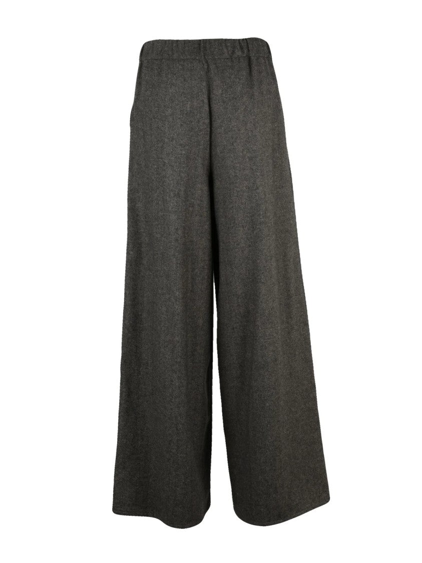 Black 961 Brown Textured Polyester-Blend Wide-Leg Pants