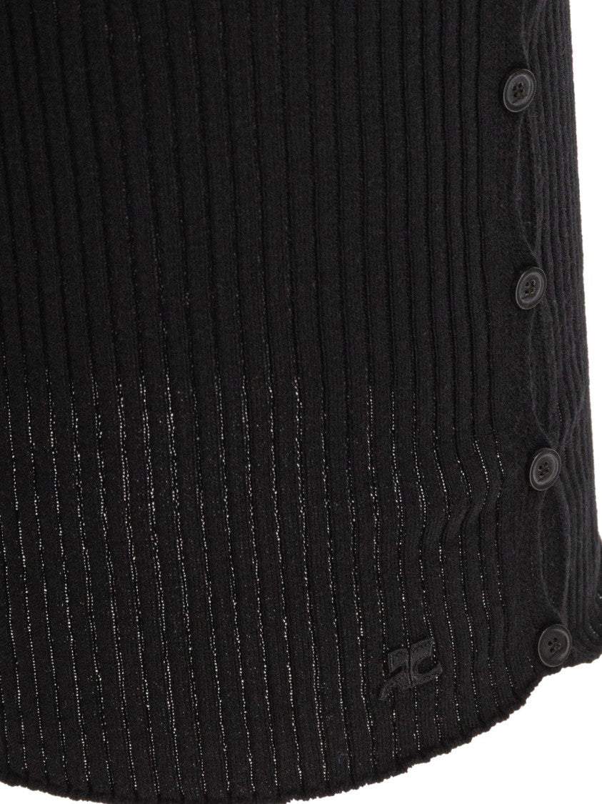 Courrèges Ribbed Knit Skirt With Button Detail