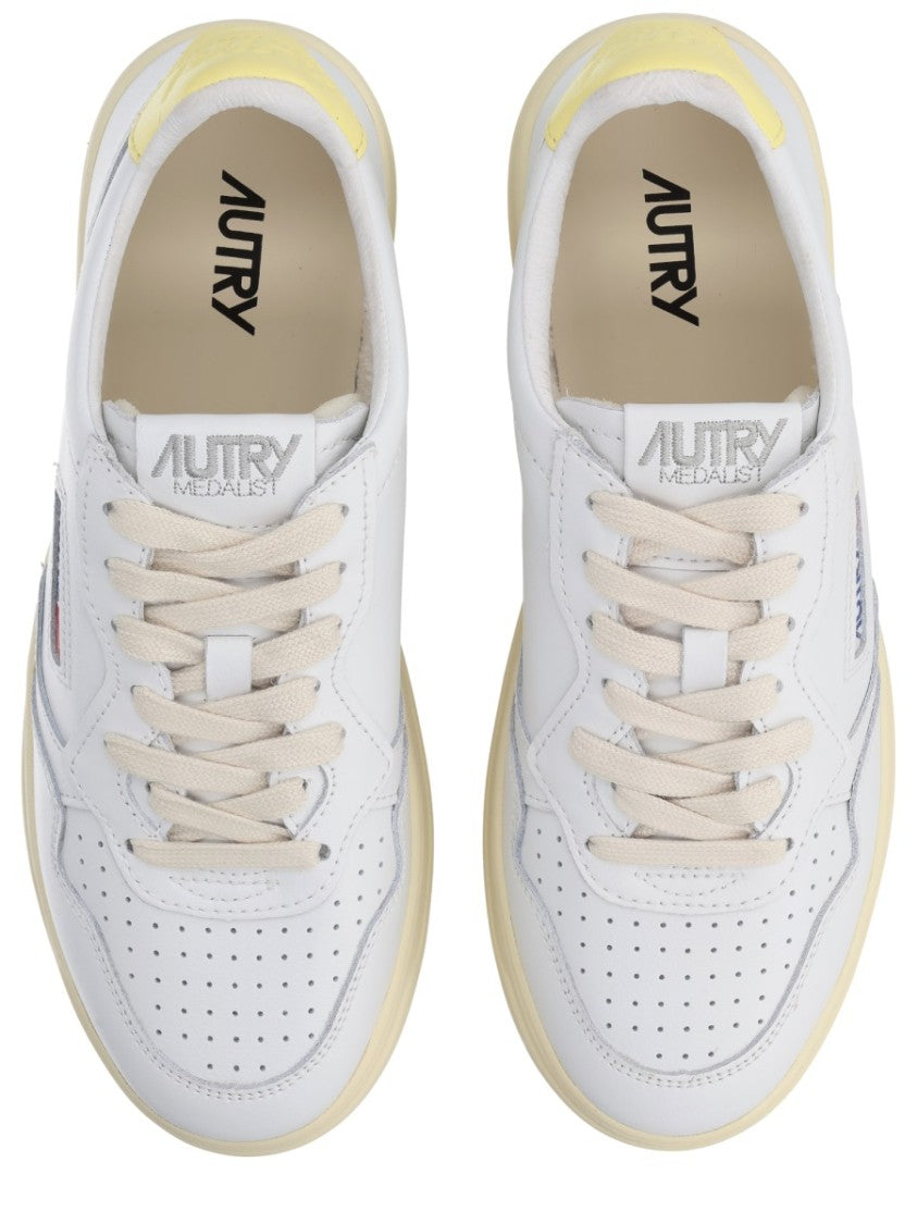 Autry Medalist Low Yellow Accent Perforated Sneakers
