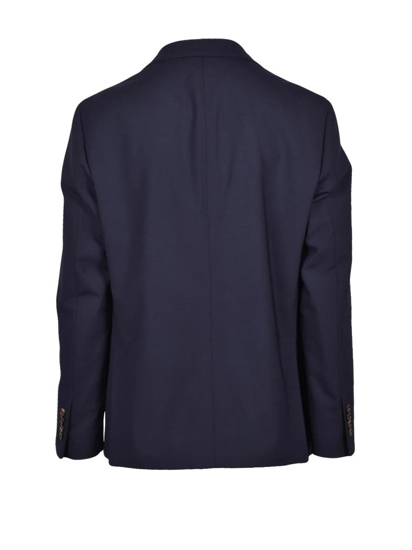 Eleventy Navy Blue Rounded Wool-Blend Blazer