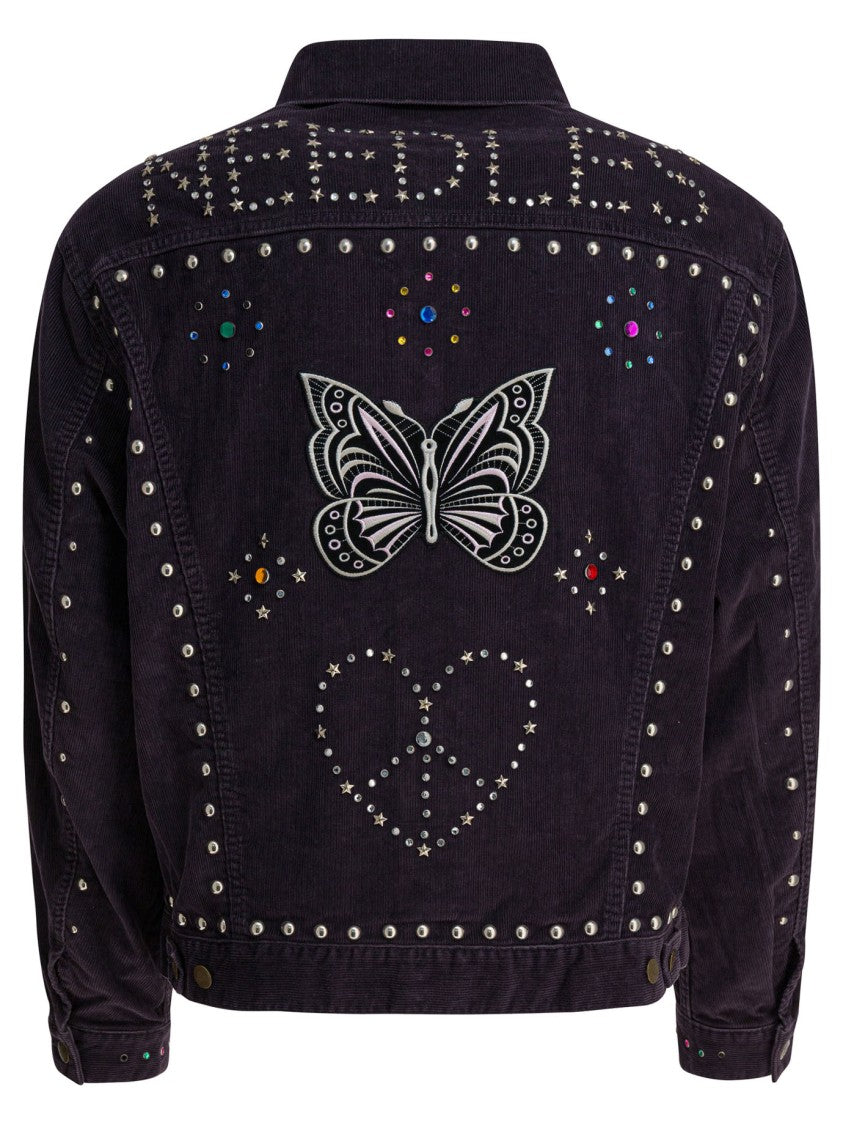 Needles Studded Black Corduroy Jacket With Unique Back Patch
