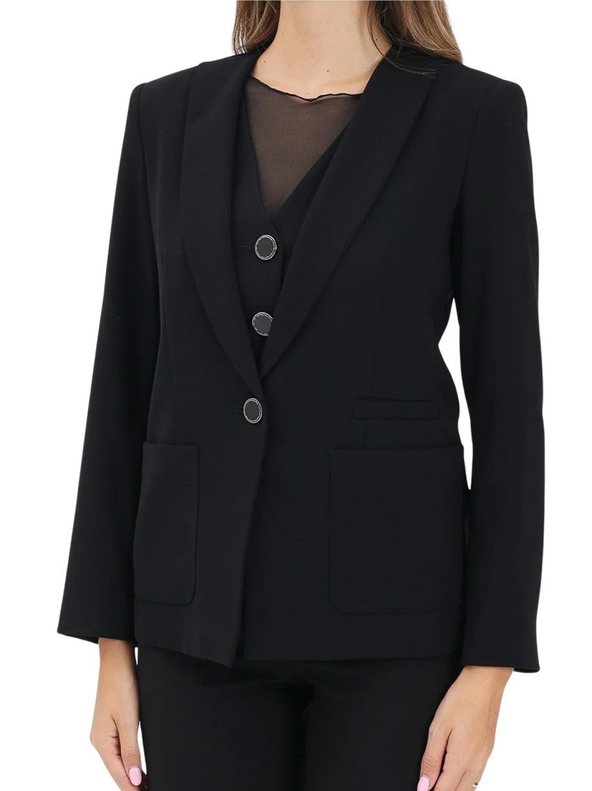 Armani Exchange Black Polyester Tailored Blazer