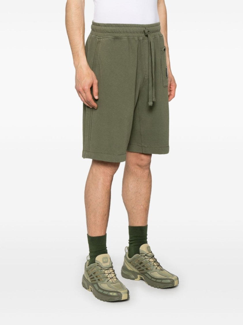 C.P. Company Thyme Green Cotton Shorts With Lens Detail