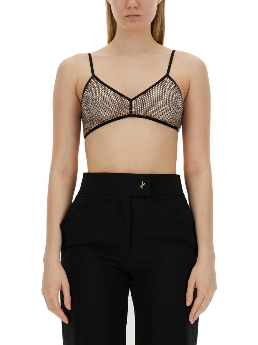 Genny Slim-Fit Black Mesh Top