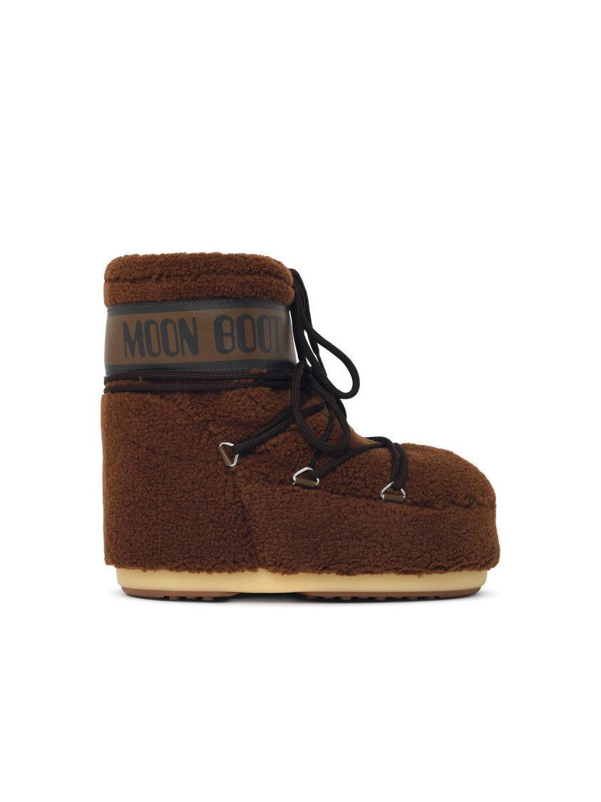 Moon Boot Teddy Fleece Slip-On Boots With Tubular Laces