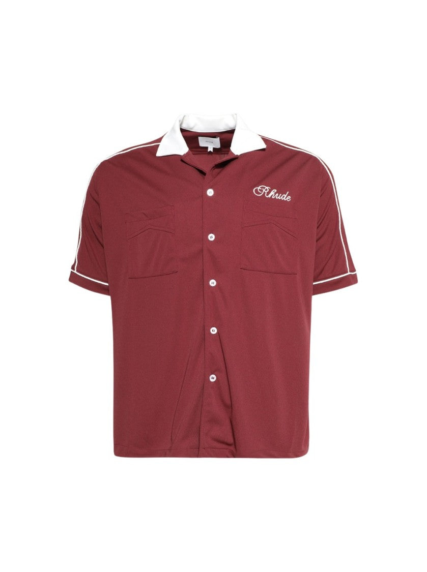 Rhude Mont-Blanc Bowling Shirt Maroon And White