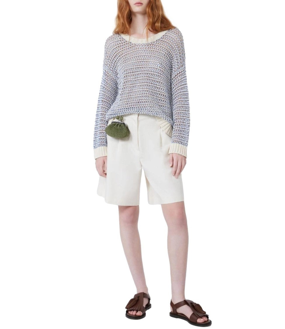 Max Mara Ecru Wkdecuba Cotton Linen Shorts