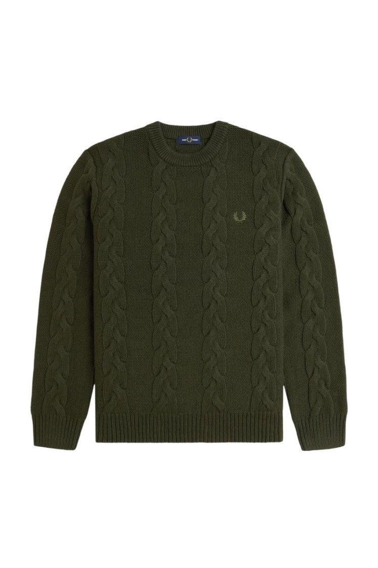 Fred Perry Green Cable Knit Sweater