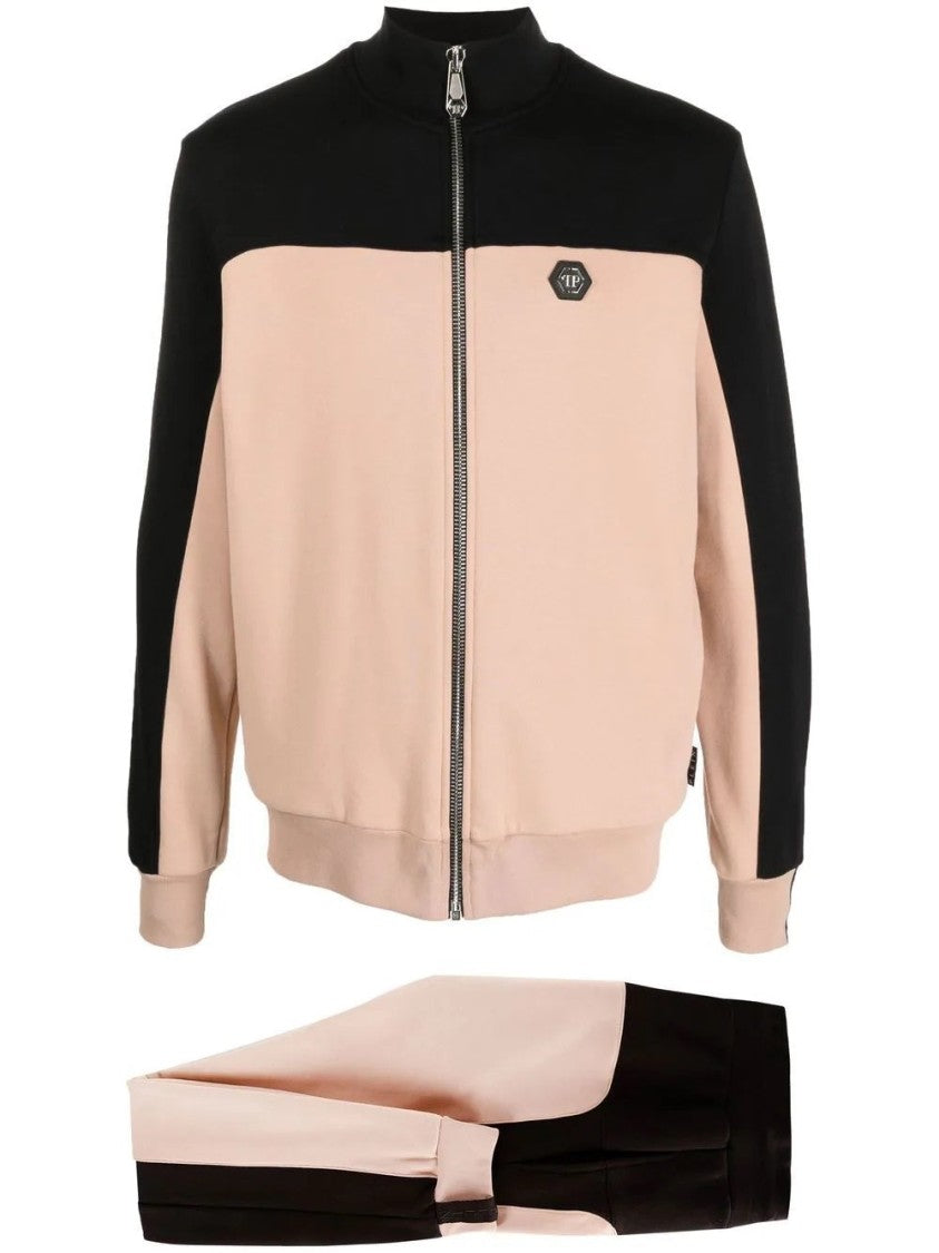 Philipp Plein Beige Color-Block Jogging Tracksuit Set