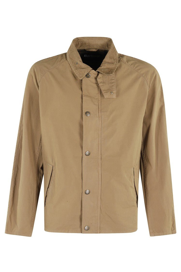 Barbour Stone-Colored Garment-Dyed Casual Jacket With Corduroy Collar