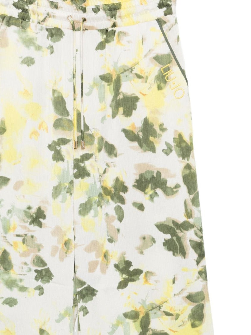 Liu Jo Green Floral Wide-Leg Pants