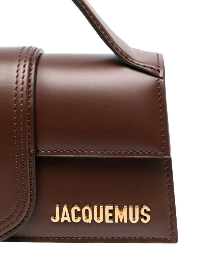 Jacquemus Structured Brown Leather Tote Bag With Gold Logo Detail