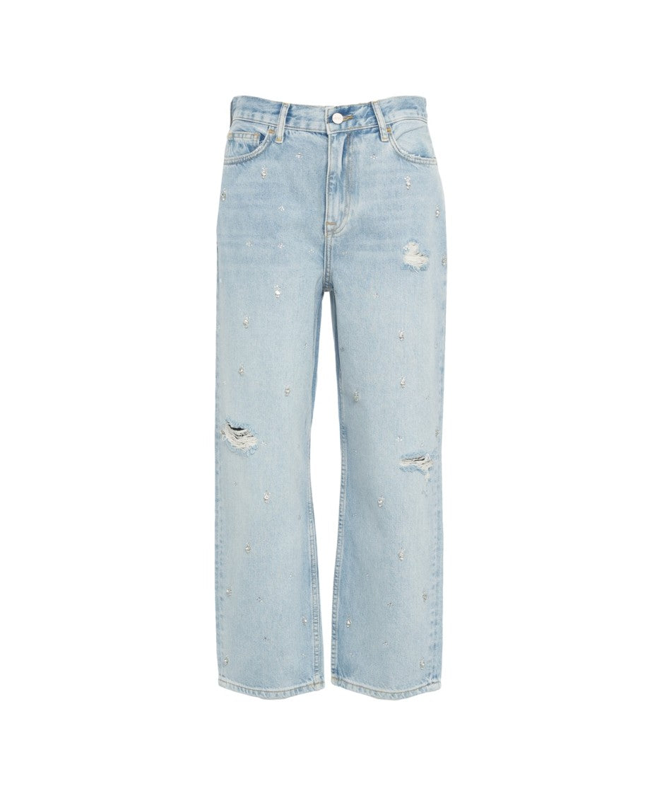 Liu Jo High-Waisted Straight Leg Jeans With Rhinestone Details