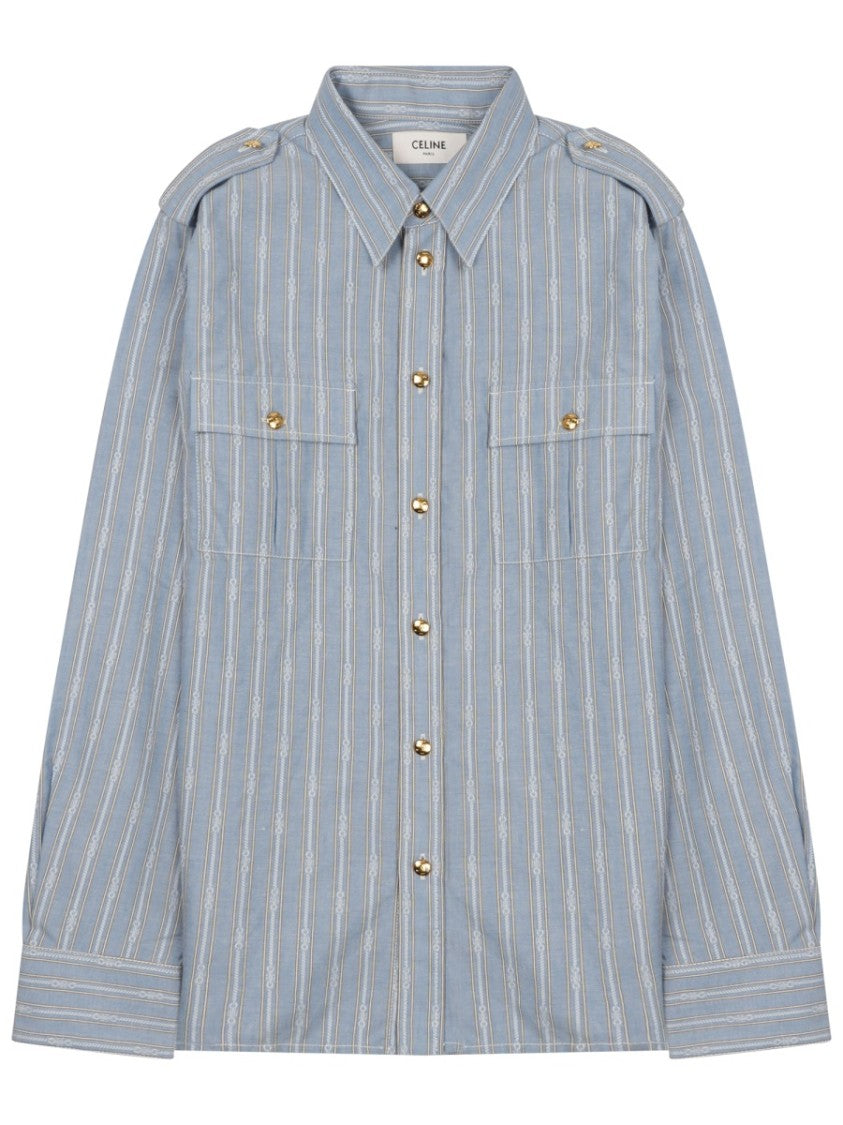 Celine Blue Striped Cotton Shirt