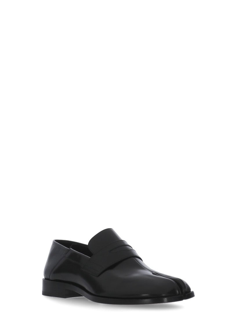 Maison Margiela Black Tabi Polished Leather Loafers