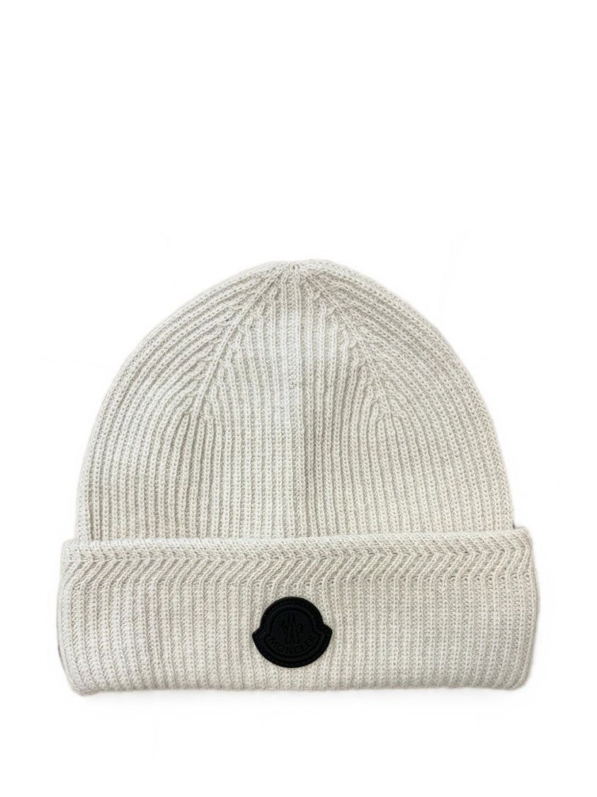 Moncler Black Ribbed Knit Folded Cuff Hat