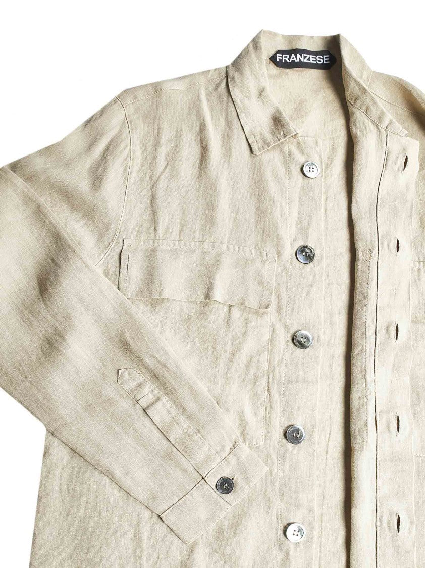 Franzese Collection Beige Classic Fit Jacket In Irish Linen