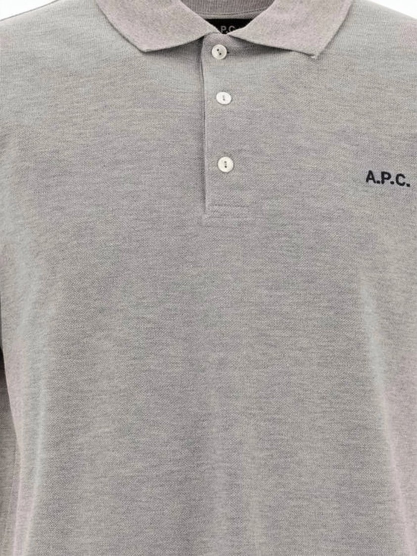 A.P.C. Heathered Grey Polo Shirt With Embroidered Logo