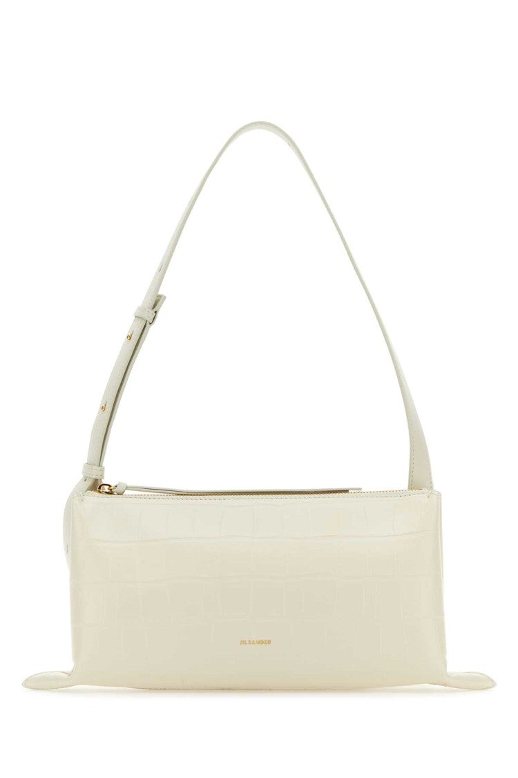 Jil Sander Ivory Leather Small Empire Shoulder Bag