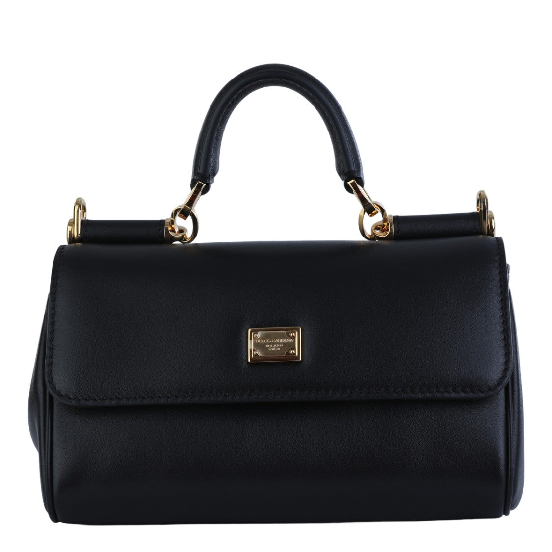 Dolce & Gabbana Structured Black Handbag With Gold-Tone Accents