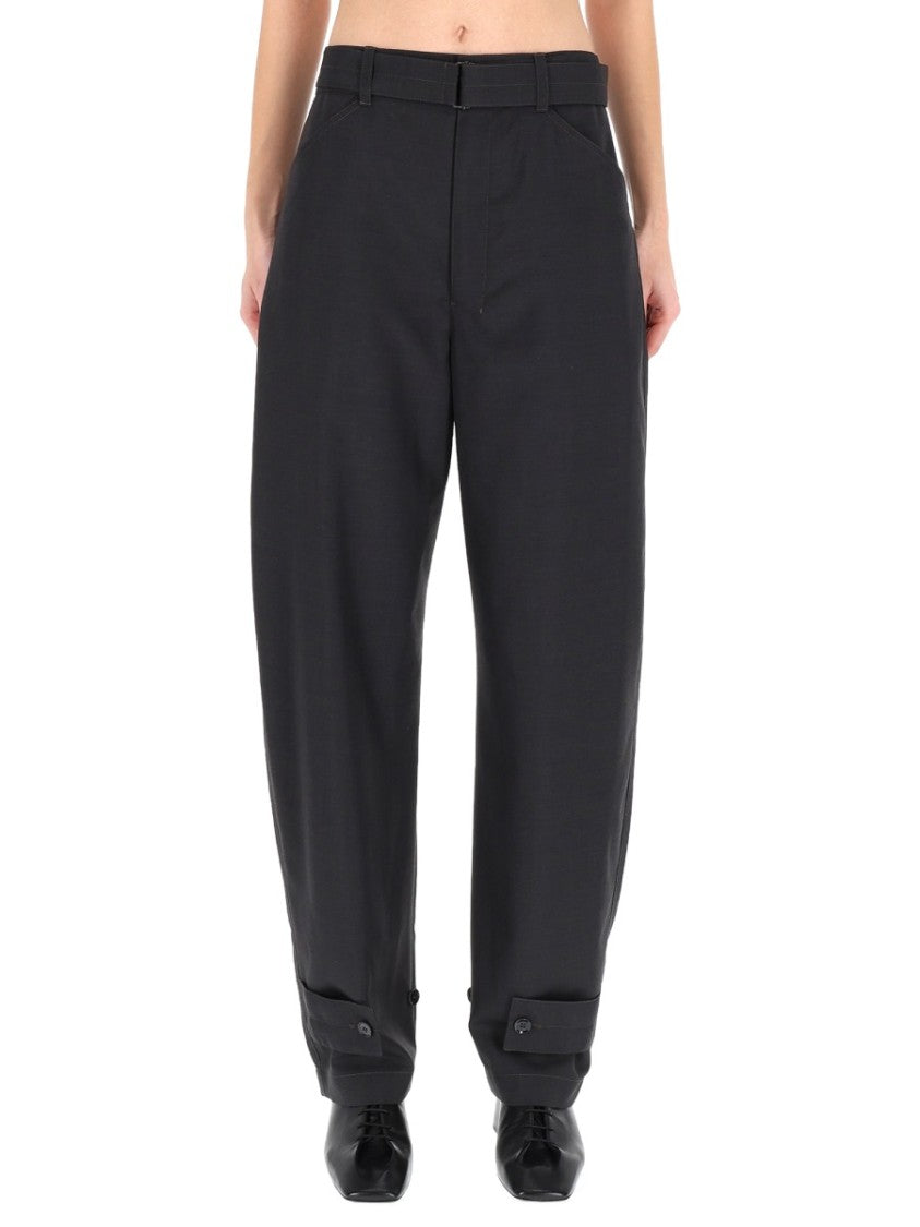 Lemaire Black Polyester-Blend Cropped Tailored Pants